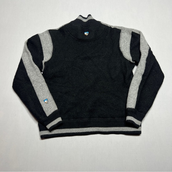 Kuhl Mens L Black Gray 100% Merino Wool 1/4 Zip Pullover Sweater - Picture 8 of 8